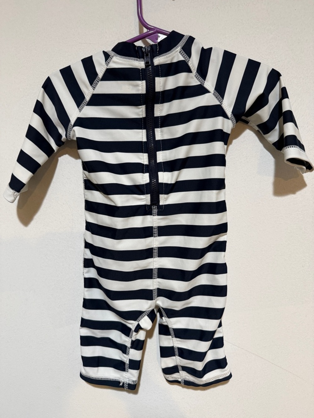 Koala Kids Navy & White Striped One-Piece Bathing Suit with Blue Shark - Picture 3 of 4